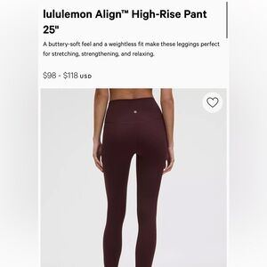 Lululemon Align High Rise Leggings Size 4